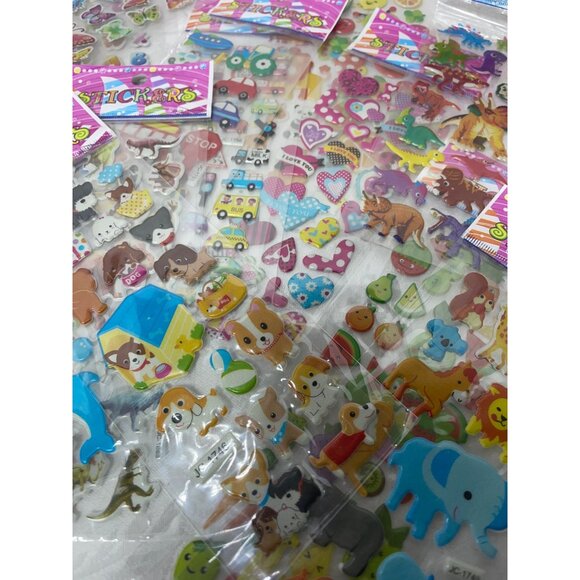 10 Packs of New in Packages Stickers Kids Animals Veggies Autos - Picture 3 of 4